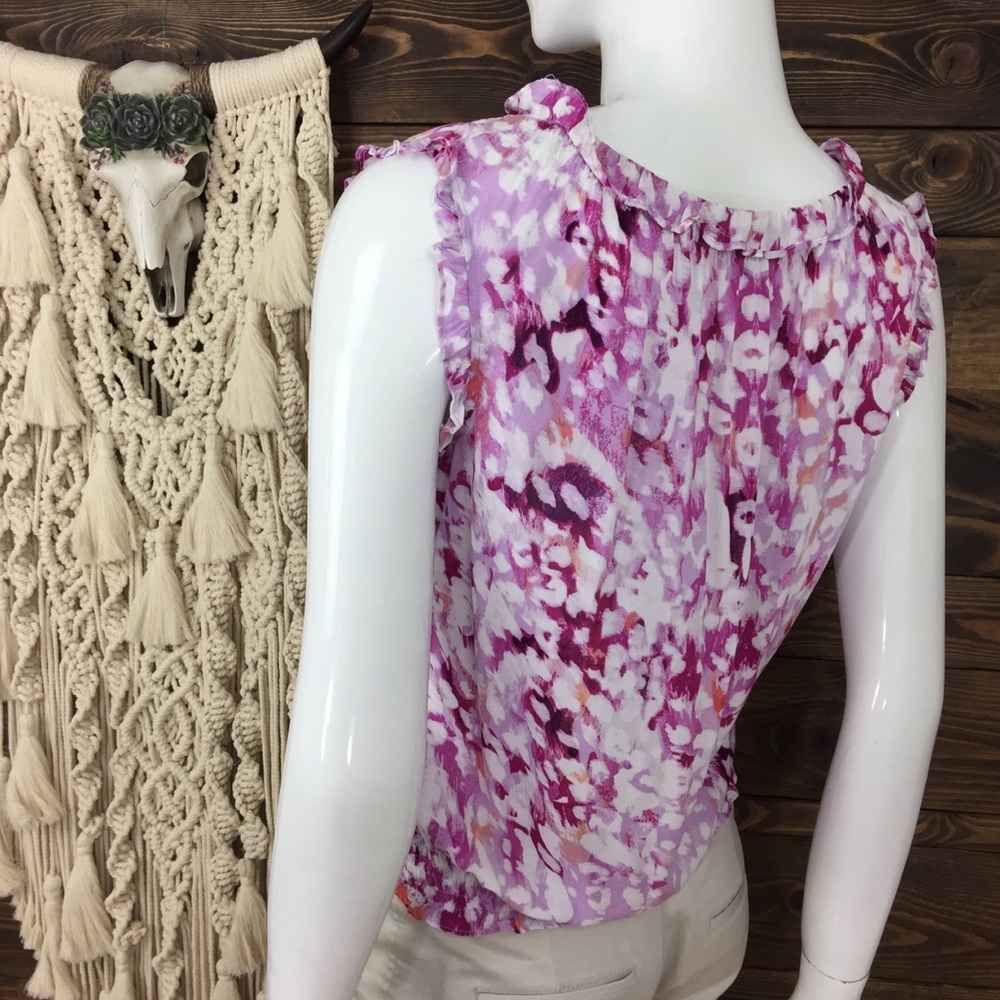 a.n.a | Floral Watercolor Ruffle Button Down - Picture 4 of 6